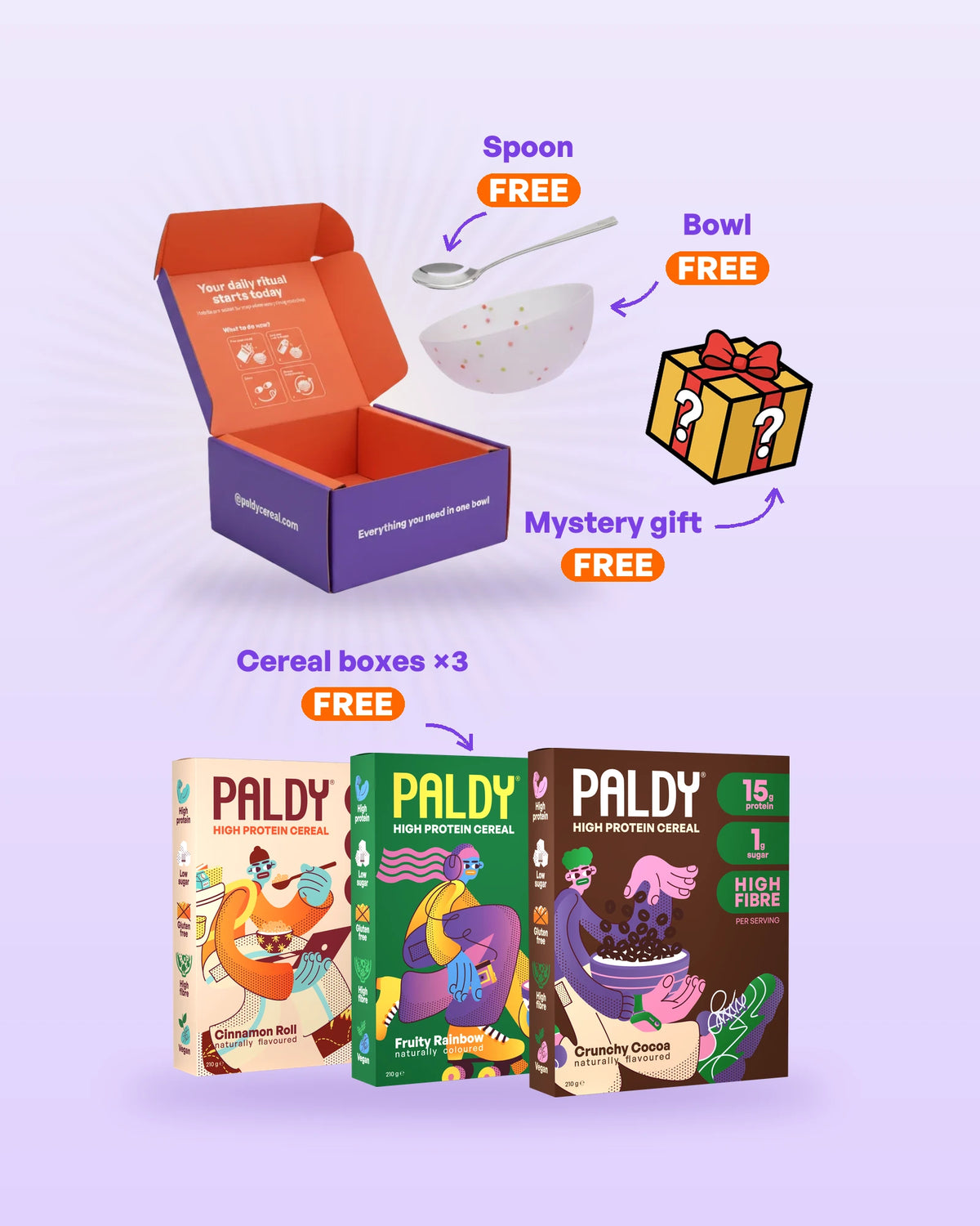 9+3 subscription: free bowl, spoon, mystery gift and 3 free cereal boxes